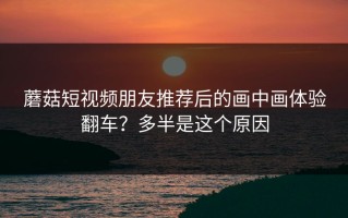 蘑菇短视频朋友推荐后的画中画体验翻车？多半是这个原因