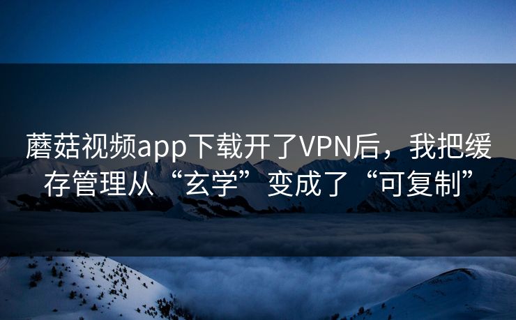 蘑菇视频app下载开了VPN后,我把缓存管理从“玄学”变成了“可复制” 蘑菇视频app下载开了VPN后,我把缓存管理从“玄学”变成了“可复制”