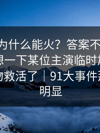 91在线为什么能火？答案不在噱头：你再回想一下某位主演临时加戏，反而把人物救活了｜91大事件那条线更明显