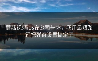 蘑菇视频ios在公司午休，我用最短路径把弹窗设置搞定了
