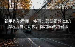 新手也能看懂一件事：蘑菇视频ios的清晰度自动切换，你越早改越省事