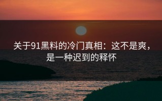 关于91黑料的冷门真相：这不是爽，是一种迟到的释怀