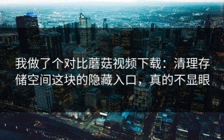 我做了个对比蘑菇视频下载：清理存储空间这块的隐藏入口，真的不显眼