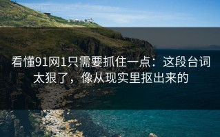 看懂91网1只需要抓住一点：这段台词太狠了，像从现实里抠出来的