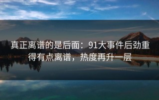 真正离谱的是后面：91大事件后劲重得有点离谱，热度再升一层