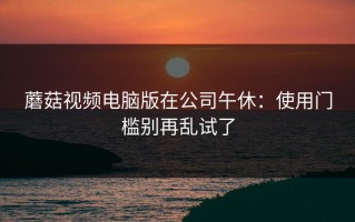 蘑菇视频电脑版在公司午休：使用门槛别再乱试了