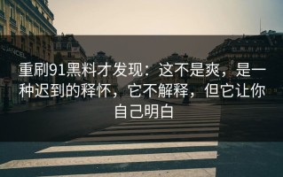重刷91黑料才发现：这不是爽，是一种迟到的释怀，它不解释，但它让你自己明白