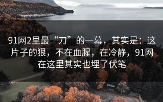 91网2里最“刀”的一幕，其实是：这片子的狠，不在血腥，在冷静，91网在这里其实也埋了伏笔