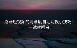 蘑菇短视频的清晰度自动切换小技巧：一试就明白