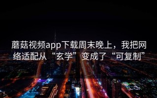 蘑菇视频app下载周末晚上，我把网络适配从“玄学”变成了“可复制”