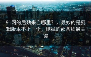 91网的后劲来自哪里？，最妙的是剪辑版本不止一个，删掉的那条线最关键