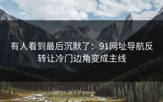 有人看到最后沉默了：91网址导航反转让冷门边角变成主线