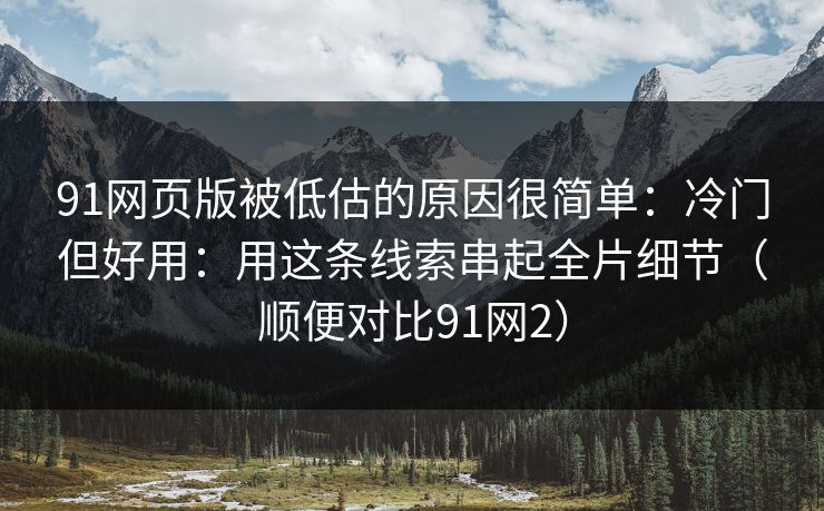 91网页版被低估的原因很简单：冷门但好用：用这条线索串起全片细节（顺便对比91网2）