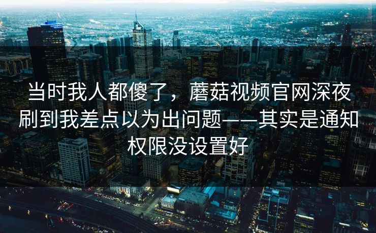 当时我人都傻了，蘑菇视频官网深夜刷到我差点以为出问题——其实是通知权限没设置好